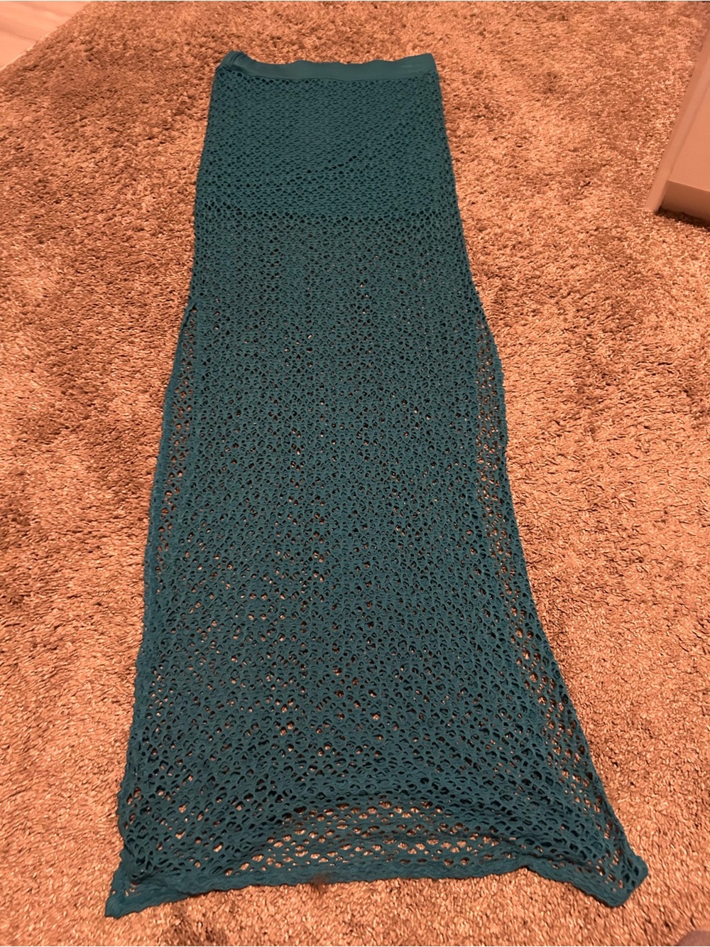 Avita Teal Crochet Maxi Swim Coverup Skirt